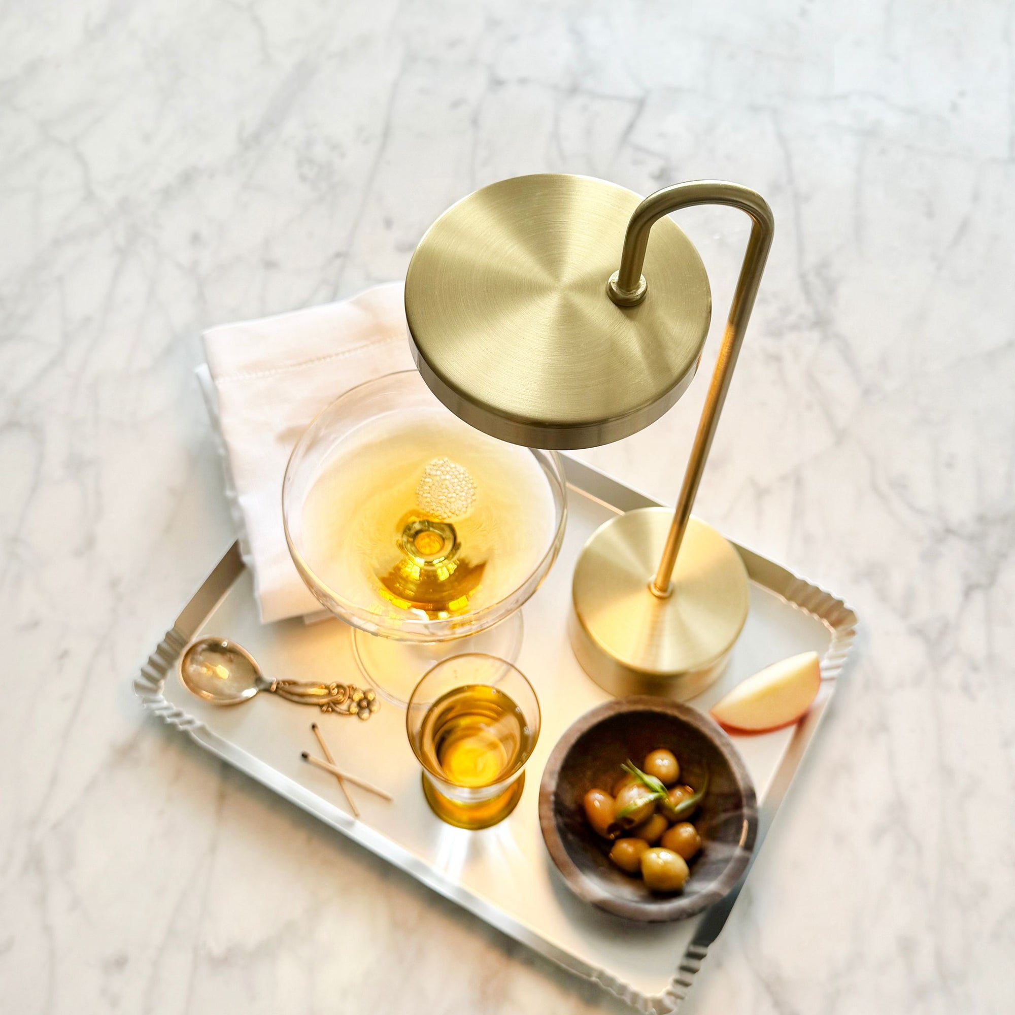 Moovelight Table Lamp with Wireless Charger, Brass