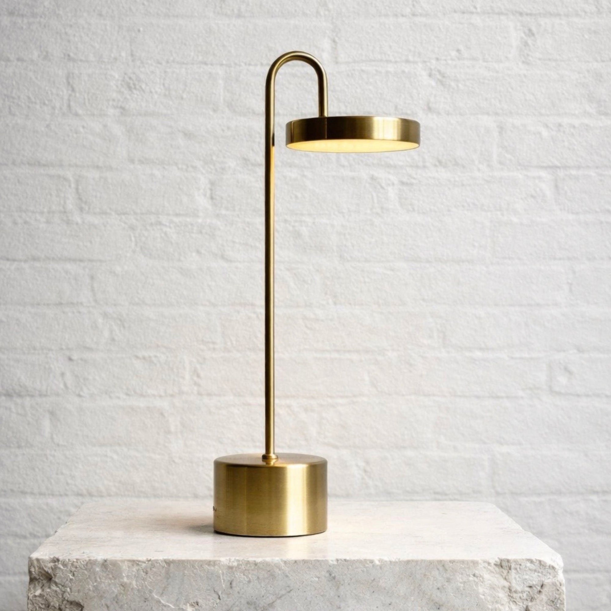 Moovelight Table Lamp with Wireless Charger, Brass