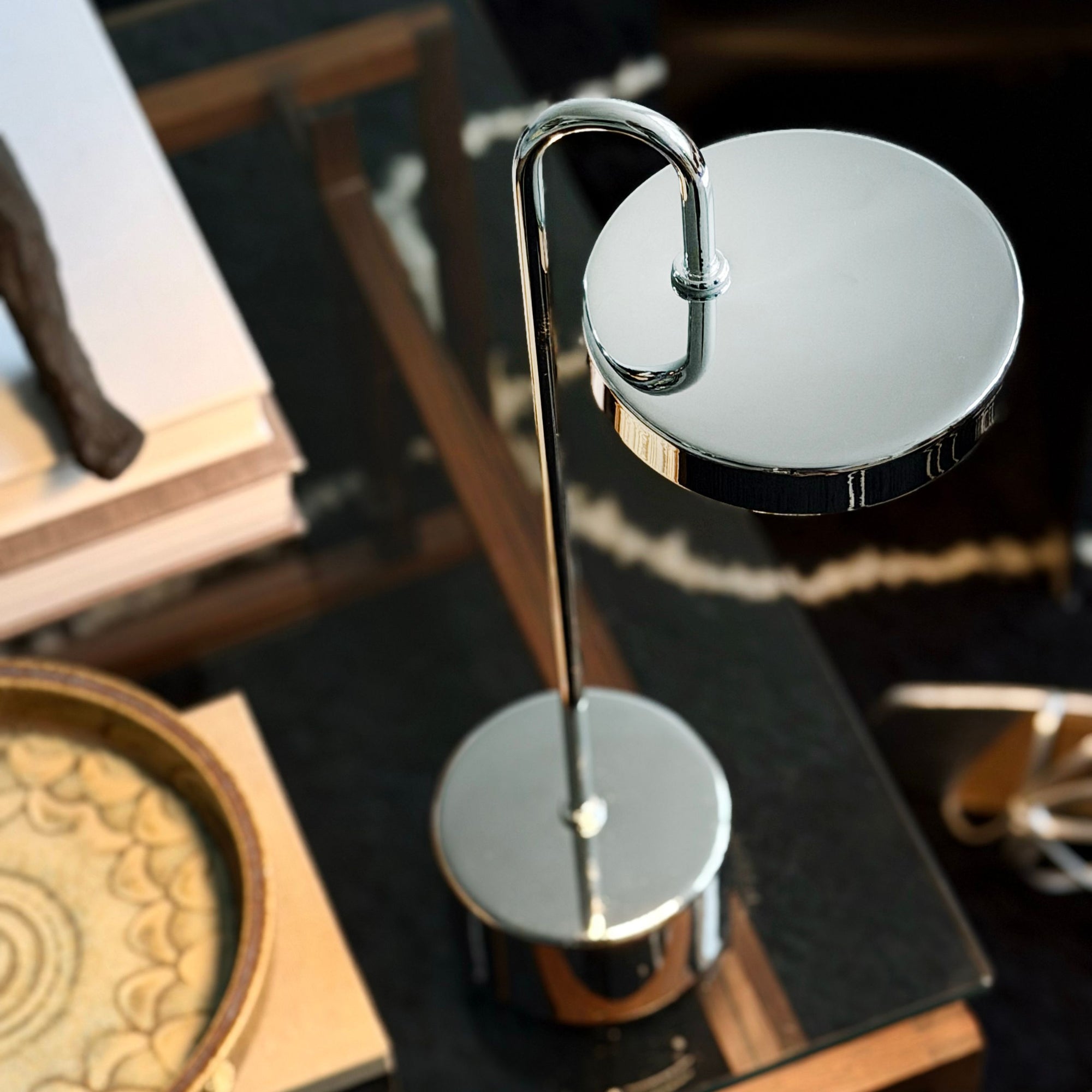 Moovelight Table Lamp with Wireless Charger, Chrome