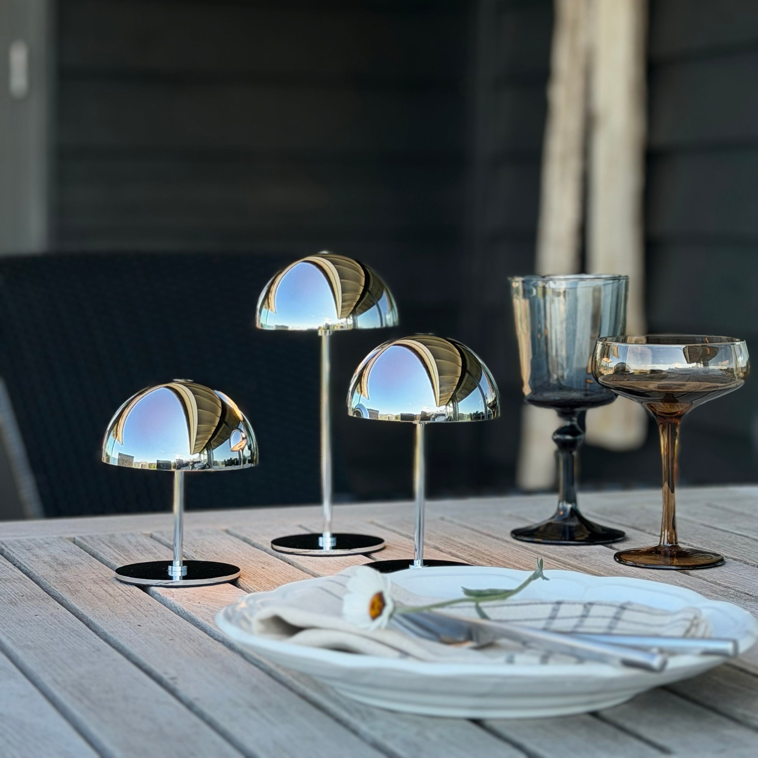 Along LED Mini Table Lamp 3 pcs - Chrome – Dyberg Larsen