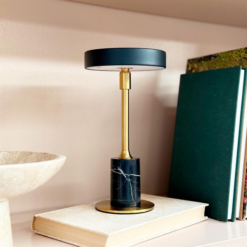 Starlight LED Mini Rechargeable Table Lamp, Black Marble - Black