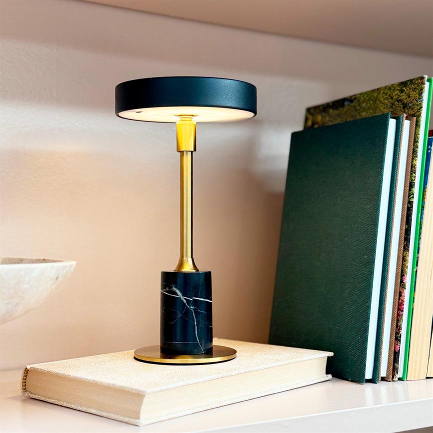 Starlight LED Mini Rechargeable Table Lamp, Black Marble - Black