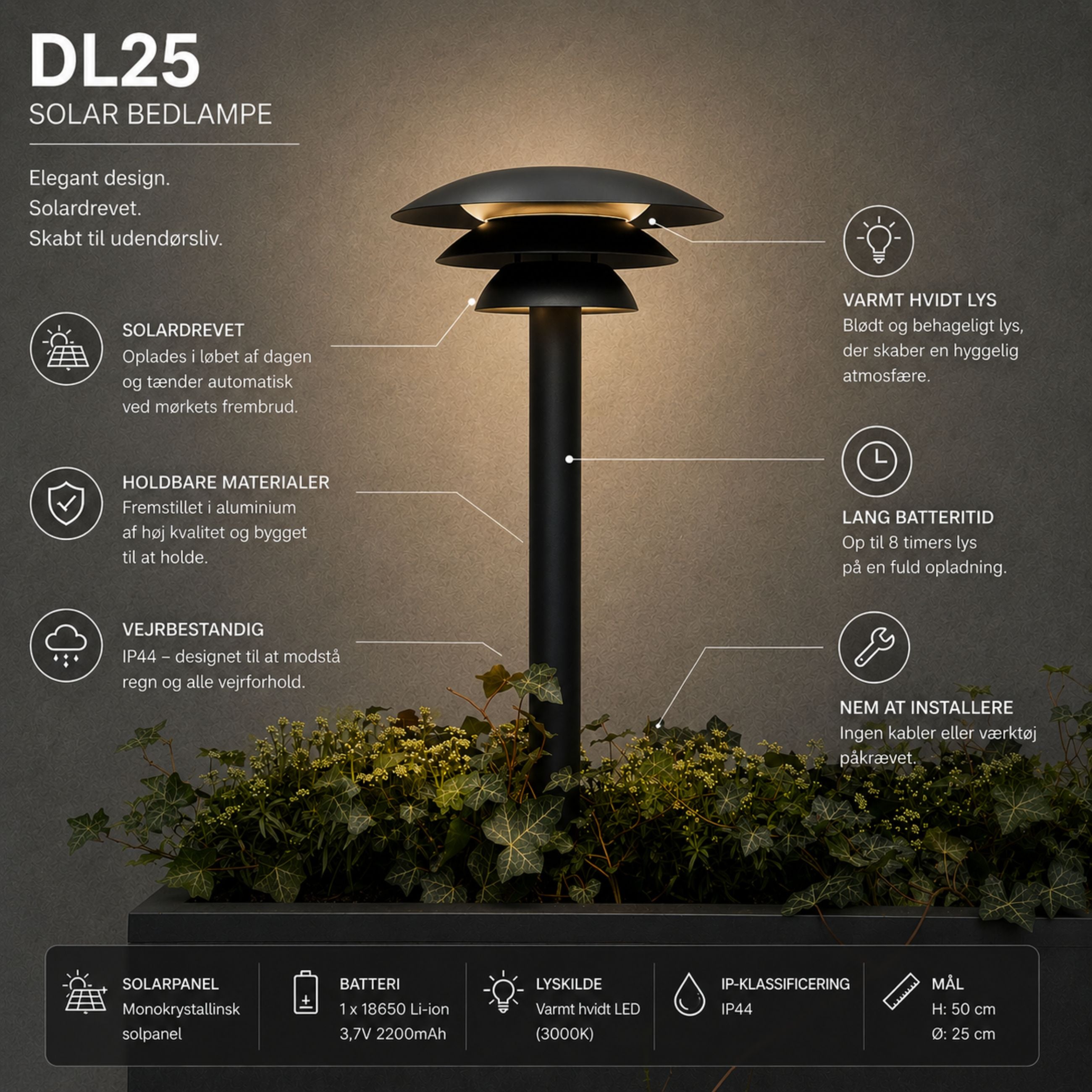 DL25 Solar Outdoor path lamp
