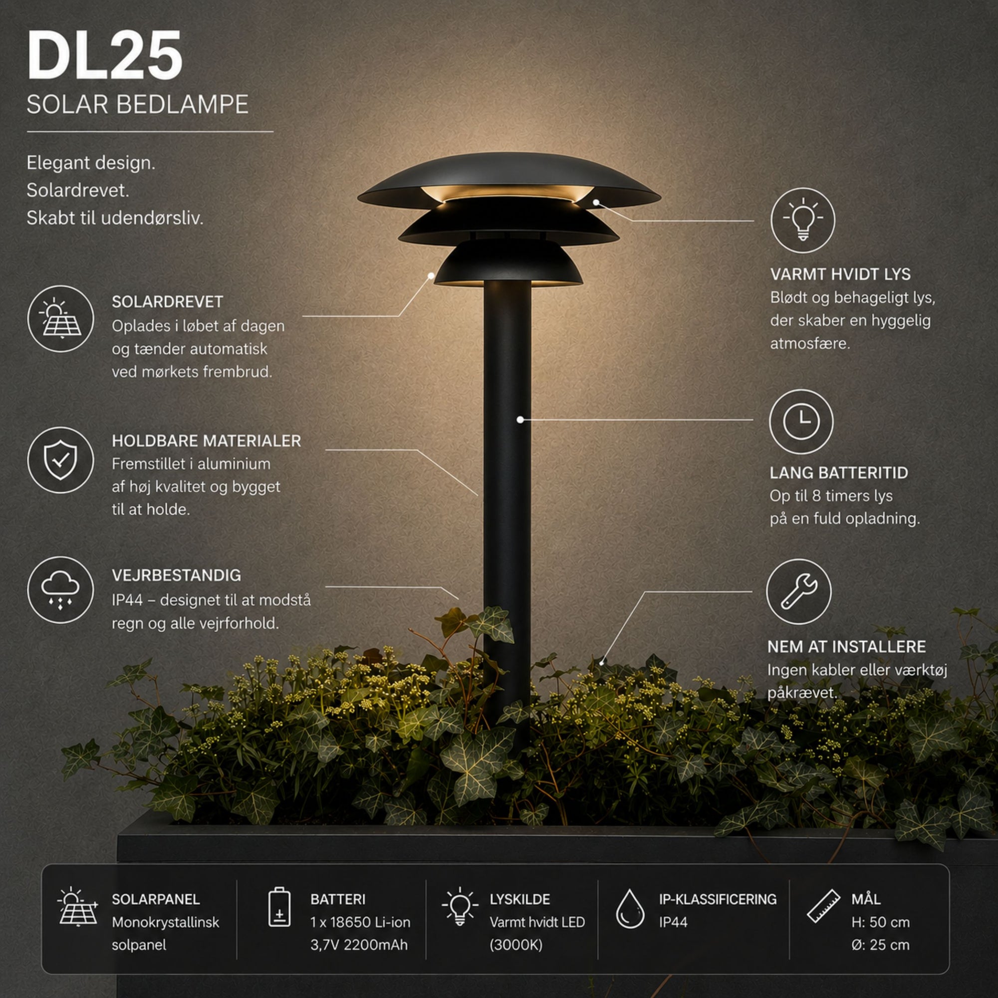 DL25 Solar Outdoor path lamp