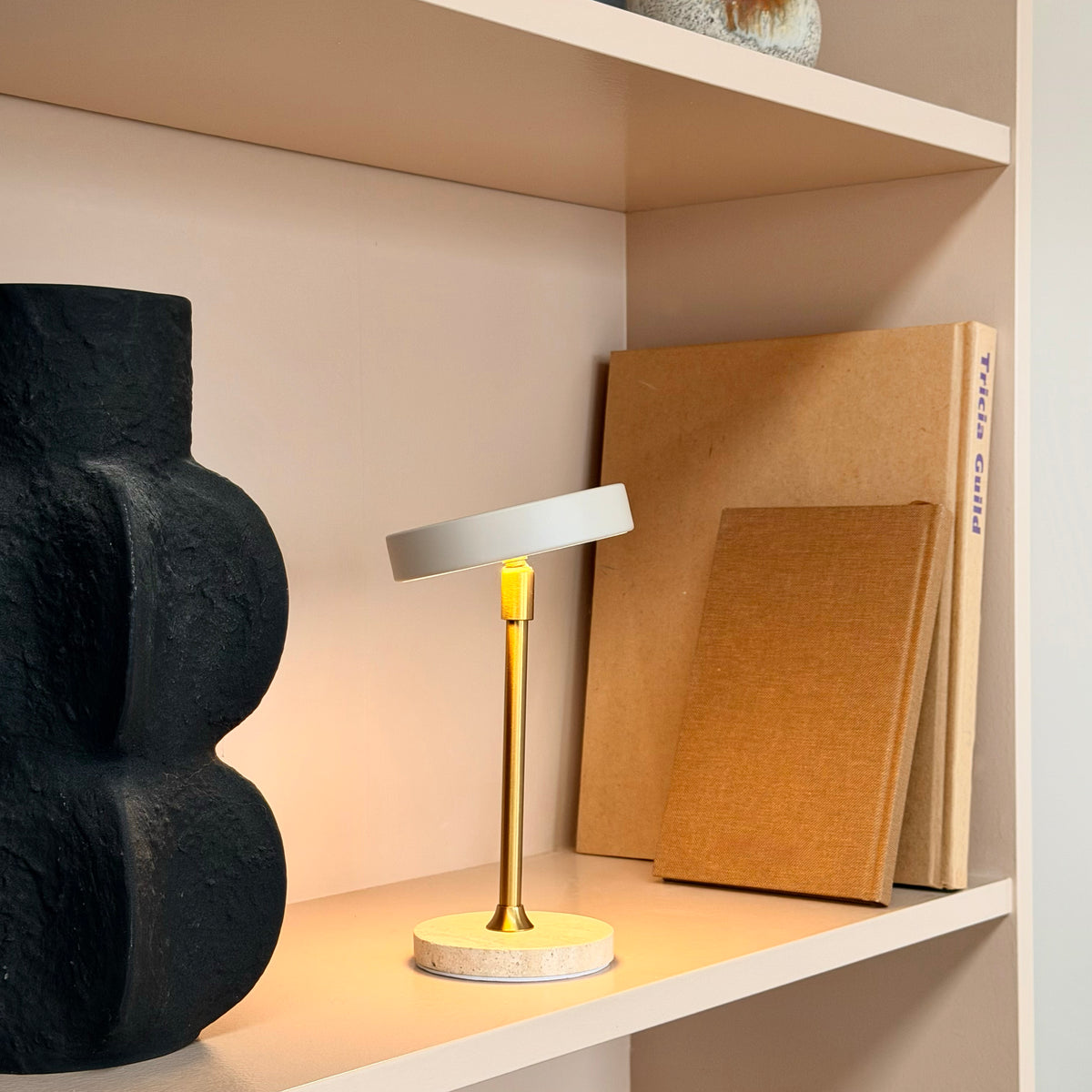 Moonlight LED Mini Rechargeable Table Lamp - 2 Pack – Beige/Travertine