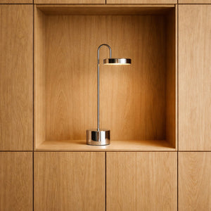 Moovelight Table Lamp with Wireless Charger, Chrome